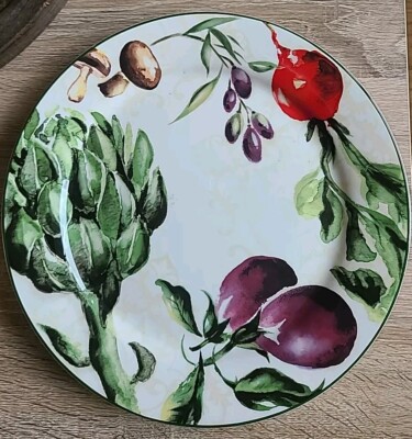 Pier 1 Imports Fresco Dinner Plate * 1 Hand painted Ironstone SKU# 2911316 *chip-image