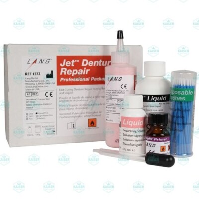 Lang Jet Denture Repair Complete Kit Acrylic Fibered Pink Fast Set #1223FIB-image