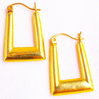 14K Yellow Gold Women's Square Hoop Earrings 1.5 Grams Signed World Wide Imports-image