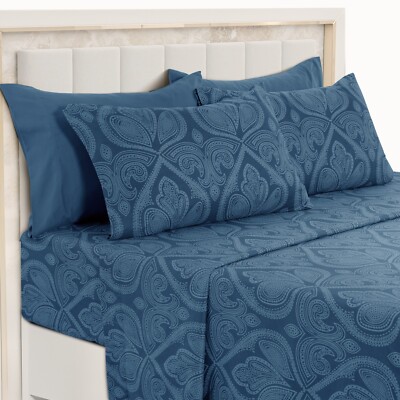 Deep Pocket 6 Piece Bed Sheet Set 1800 Series Microfiber Comfort Paisley Sheets-image