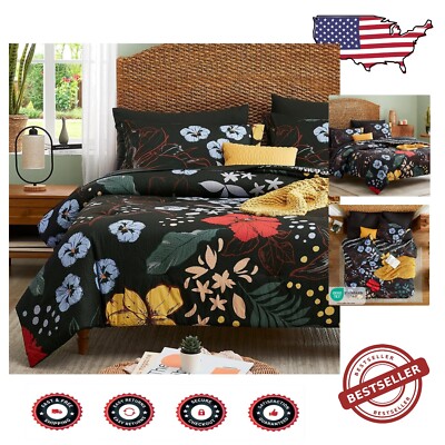 7 PCS Full Comforter Set - Floral Seersucker Design for Cozy All-Season Elegance-image