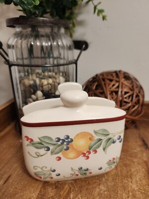 Vintage Corelle Abundance Sandstone with Fruit Napkin Holder EUC-image