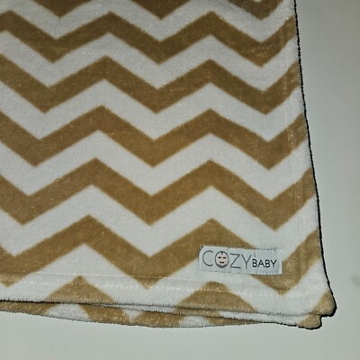Cozy Baby Brown White Chevron Baby Blanket Fleece Soft Lovey 28x39 Zig Zag-image
