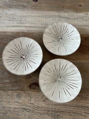 Set of (3) PIER ONE IMPORTS Sanctuary Stoneware Salad Plates Beige Sunburst 8.5