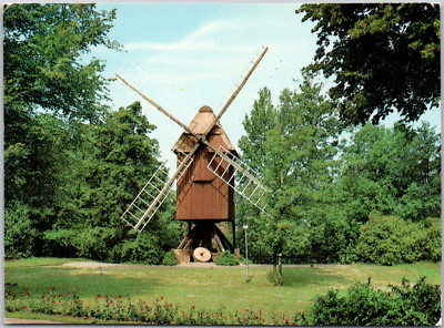 Stade Village Elbe Post Mill Machine WInd Mill Germany Europe Vintage Postcard-image