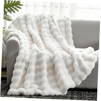 Cozy Bliss Faux Fur Throw Blanket for Couch, Fuzzy Throw(50