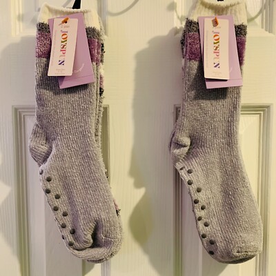 Joyspun Women's Luxury Lounge 4 pairs Socks W Grippers  Grays Shoe Size 4-10 New-image