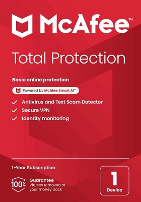 McAfee Total Protection 2025 1 Device 1 Year Antivirus Security-image