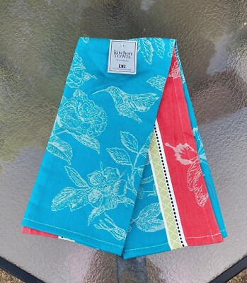 Floral Design Hummingbird Theme Colorful Kitchen Tea Towel-image