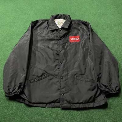 Vintage Toro Jacket Mens XL Black Lawnmowers Embroidered Button Up Coat USA MADE-image