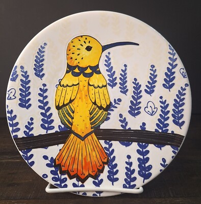Replacement- Pier 1 Yellow Tropical Bird Decorative Plate W/Leaf Background 8
