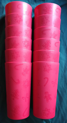 new 12 pcs Mainstays Plastic Tumblers Etched Holiday red-image