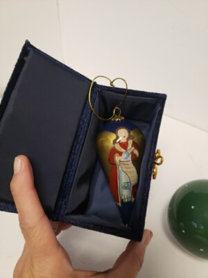 Pier 1 Imports Li Bien Reverse Painted Glass Ornament 2000 Millenium Angel W BOX-image