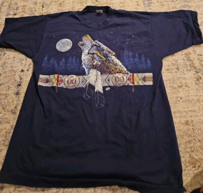 Vintage Wind Cave National Park Wolf T-Shirt Art  USA Mens XL Fruit Of The Loom-image