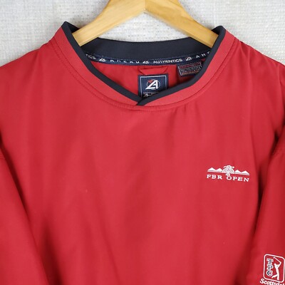 VTG AHEAD x FBR TPC Scottsdale Size XL Mens Windbreaker Jacket Red Pullover Golf-image