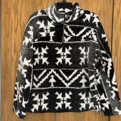 Women's Warm And Cozy Lifestyle Fleece Pullover Size XL Black&White-image