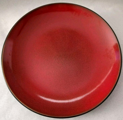 SET OF 2 PIER 1 RED REACTIVE SALAD PLATES 8 1/4
