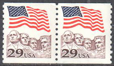 SC#2523 - 29c Flag Over Mt. Rushmore Coil Pair MNH-image