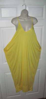 Women’s Large Long Yellow Lounge Dress Warm Cozy Fabric XL with Pockets New-image