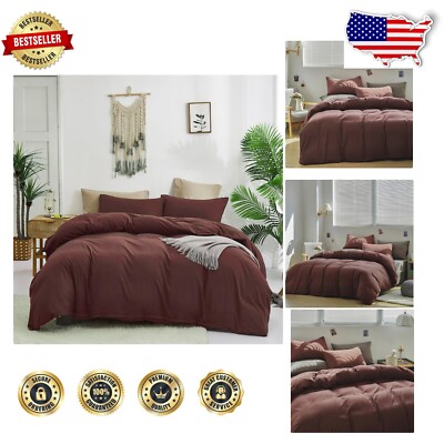 Cozy 3-Piece King Brick Red Comforter Set - All-Season Machine Washable Bedding-image