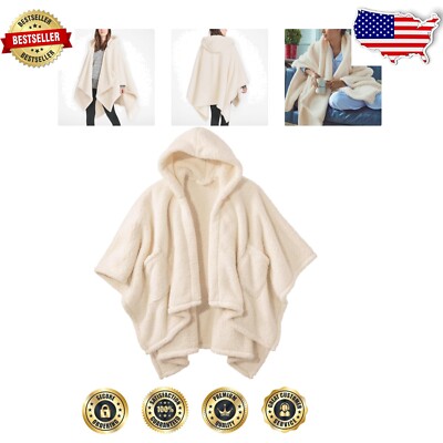 Cozy Sherpa Cape Wrap for Adults - Versatile Wearable Blanket for Every Occasion-image