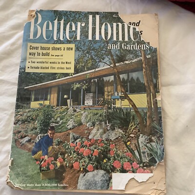 AUGUST 1954 BETTER HOMES AND GARDENS MAGAZINE DECORATING PREFAB HOUSES FOODS-image