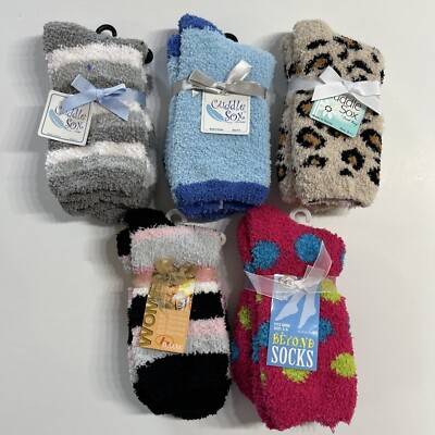 NEW - 5 Pairs Women’s Cuddle Sox Socks By Coral Bay Soft Fluffy Fuzzy-image