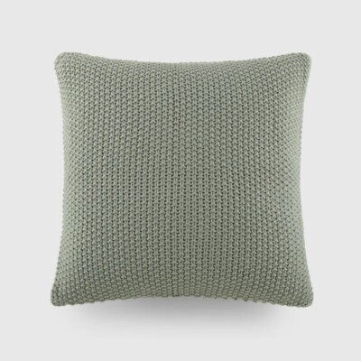 Becky Cameron Green Textured Knit Throw Pillow W/Insert - 20” X 20”-image