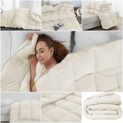 Luxury Premium Soft Solid Ivory Comforter Goose Down Alternative Full Size-image