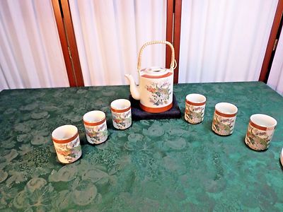 1979-7pc Exquisite Satsuma Peacock Designed Tea Set-image