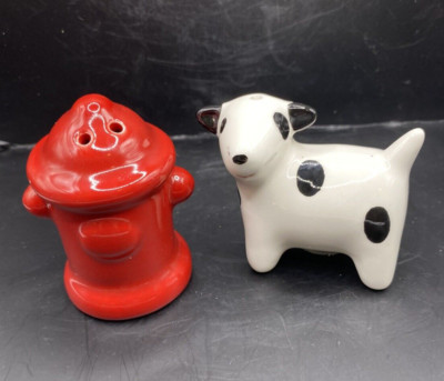 Design Imports Dalmation Dog and Fire Hydrant Ceramic Salt & Pepper Shakers-image