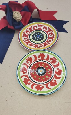 Plate Pier 1 Imports Lot Set of 2 Appetizer, Bread, Dessert Indonesia Decorative-image