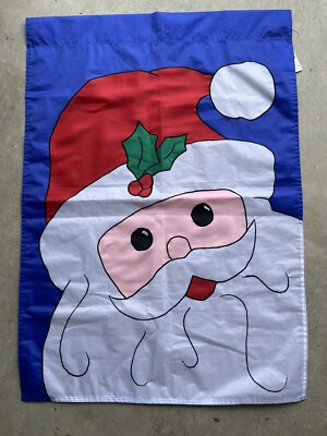 Vtg Santa Christmas In the Wind Yard Flag 39-1/4 x 27-1/2 NEW w/Tags 1995 NOS-image