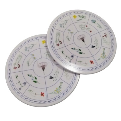 Plastic Trivet Plates Wildflower Botanicals Set Italy Vintage Design Imports-image