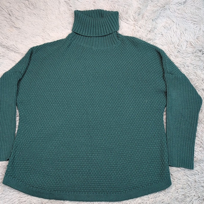 Doruse Sweater Womens XL Green Turtleneck Cable Knit Cozy Comfort Casual-image