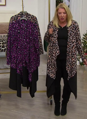 size medium Soft & Cozy Fleece Front Wrap with Colorblock Hem Animal Print new-image