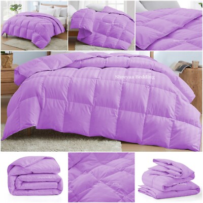 Superb Ultra Soft Goose Down Alternative Comforter Olympic Queen Lavender Stripe-image