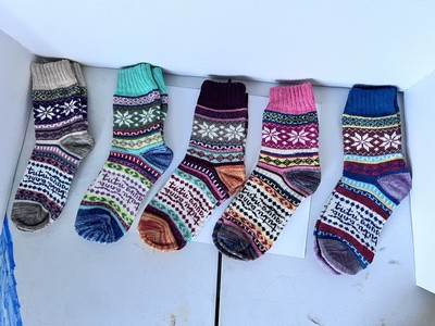Soft Cozy Knit Winter Crew Sock 5 Five Pack Holiday Bundle Different Designs-image