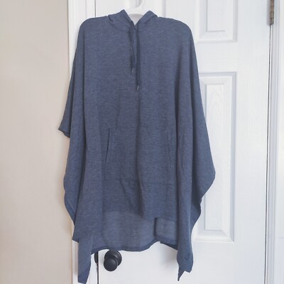 Cuddl Duds Oversized Hoodie Women's Poncho Pockets S/M Blue Comfort Cozy Boho-image