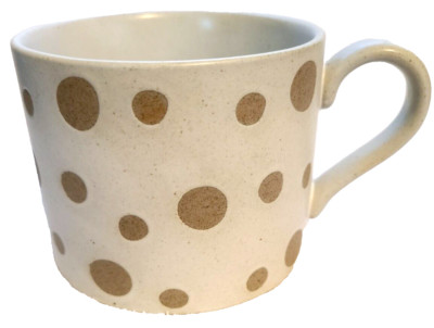 Pier 1 One Imports Stoneware Mug Ivory and Taupe Polka Dots-image