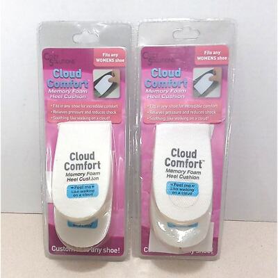 2 Pair Cozy Solutions Cloud Comfort Womens Memory Foam Heel Cushion NEW SEALED!!-image