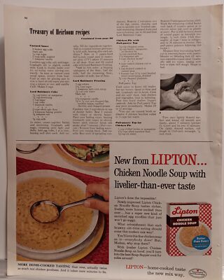Vintage Lipton Chicken Soup 1/2 Page Ad Feb 1960 Better Homes & Gardens Magazine-image
