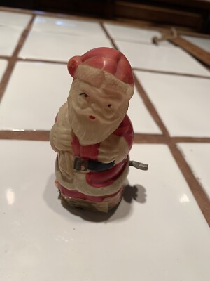 Vintage Christmas Celluloid Nodder Bobble Head Santa Wind Up-image