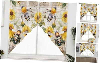 Farmhouse Kitchen Window Curtains Over Sink, Rod Pocket Rustic Floral Swag -image