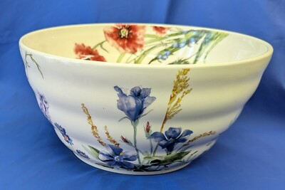 Pier 1 Imports~Ironstone 9” Serving Bowl~Wildflower Design Excellent-image