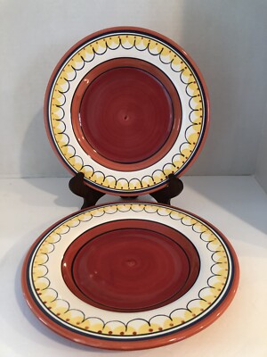 Pair of 2 Pier 1 Del Sol Hand Painted Earthenware 11