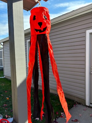 Vintage Windsock Pumpkin Colores Nylon Made In USA Halloween/fall Decor EUC-image