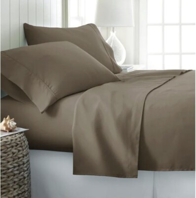 Becky Cameron Ultra Soft Deep Pocket Microfiber 4 Piece Bed Sheet Set Full Brown-image