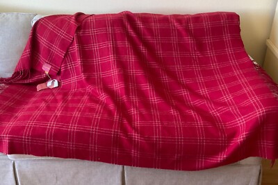 Kuna 100% Baby Alpaca Throw 62x53 Fringe Peru Red Plaid Super Soft-image