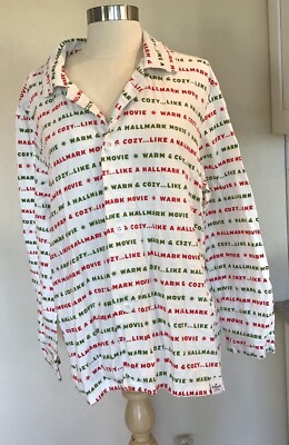 * Hallmark - Warm & Cozy Like Hallmark Movie Women’s Flannel Pajama Top Size L-image